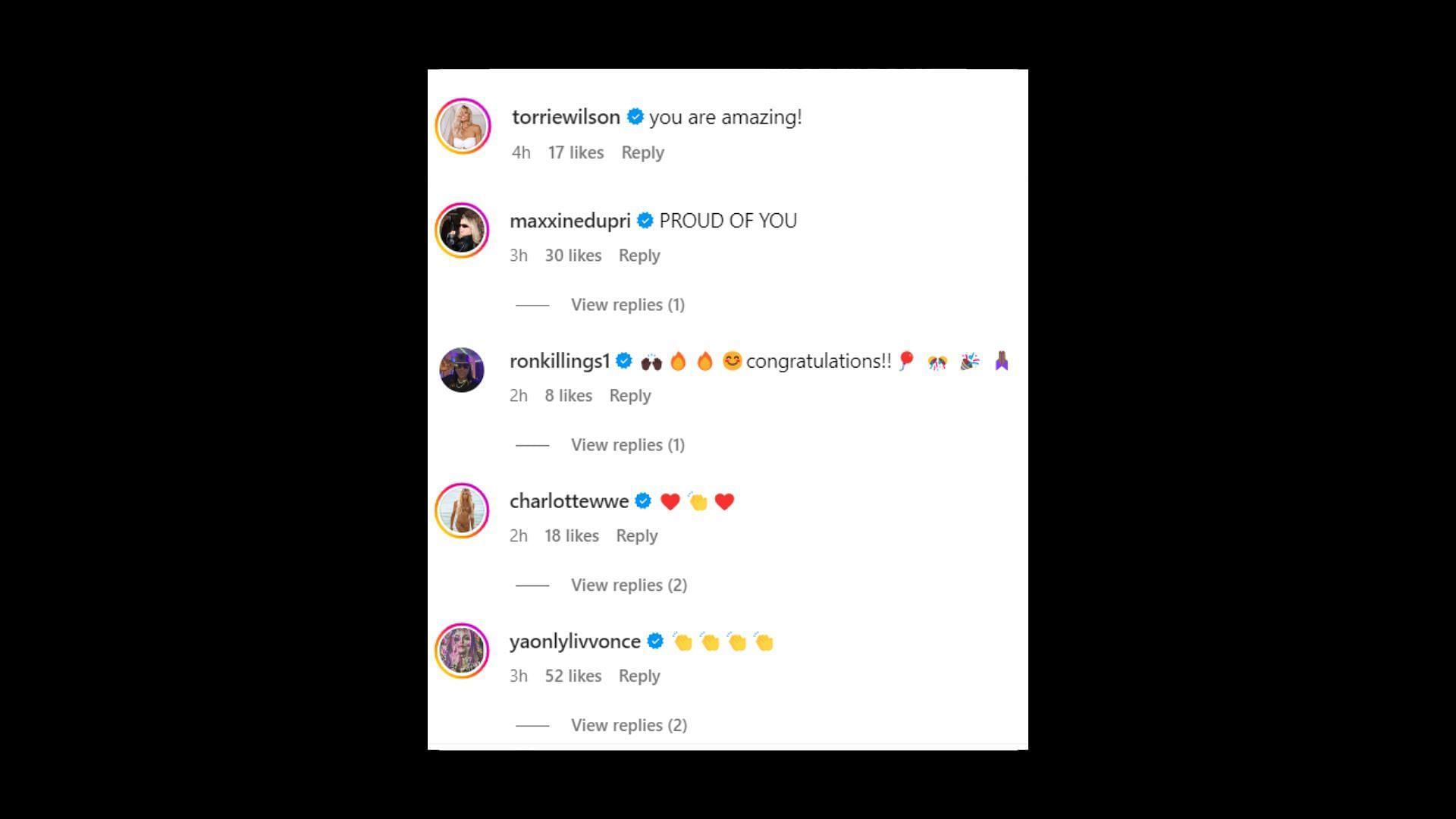 Screengrab of some of the comments on Cross' post